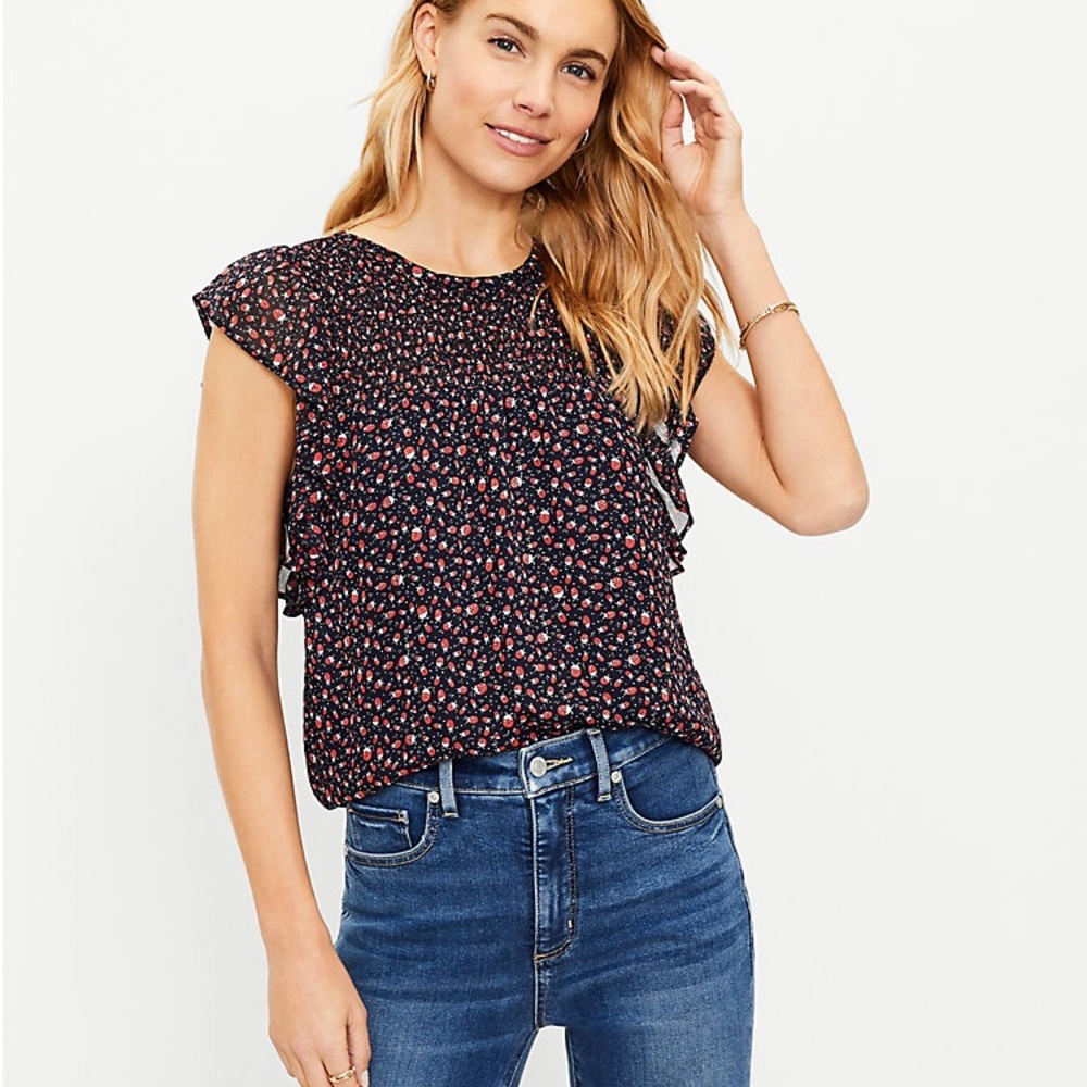 Adorable Loft Ladybug Flutter Sleeve Top